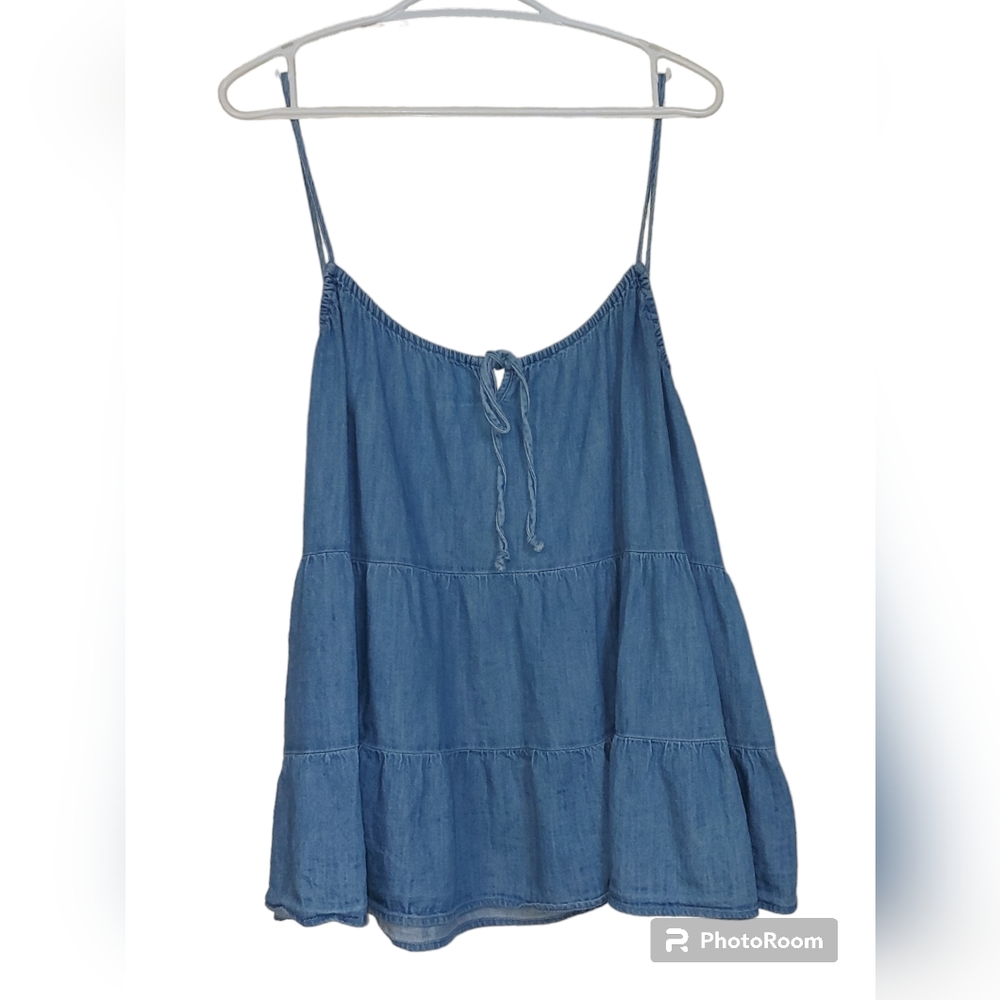 Old Navy Denim Blue Tank with Spaghetti Straps Plus Size